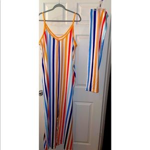 Casual Stripe Loose Long Maxi Dress with pockets